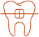 Animated tooth with bracket and wire braces representing Invisalign braces